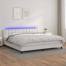 vidaXL fehér műbőr rugós ágy matraccal és LED-del 200x200 cm
