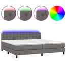 vidaXL szürke műbőr rugós ágy matraccal és LED-del 200x200 cm