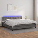 vidaXL szürke műbőr rugós ágy matraccal és LED-del 200x200 cm