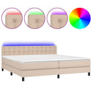 vidaXL cappuccino színű műbőr rugós ágy matraccal és LED-del 200x200cm