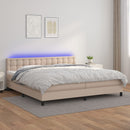 vidaXL cappuccino színű műbőr rugós ágy matraccal és LED-del 200x200cm
