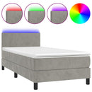 vidaXL világosszürke bársony rugós és LED-es ágy matraccal 80 x 200 cm