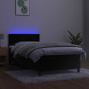 vidaXL fekete bársony rugós és LED-es ágy matraccal 80 x 200 cm