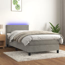 vidaXL világosszürke bársony rugós és LED-es ágy matraccal 90x200 cm