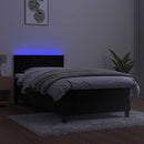vidaXL fekete bársony rugós és LED-es ágy matraccal 90x200 cm