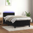 vidaXL fekete bársony rugós és LED-es ágy matraccal 90x200 cm