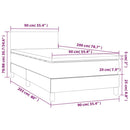 vidaXL sötétkék bársony rugós és LED-es ágy matraccal 90x200 cm