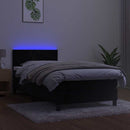 vidaXL fekete bársony rugós és LED-es ágy matraccal 100x200 cm
