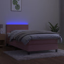 vidaXL rózsaszín bársony rugós és LED-es ágy matraccal 100x200 cm