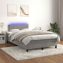 vidaXL világosszürke bársony rugós és LED-es ágy matraccal 120x200 cm