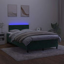 vidaXL sötétzöld bársony rugós és LED-es ágy matraccal 120x200 cm