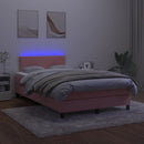 vidaXL rózsaszín bársony rugós és LED-es ágy matraccal 120x200 cm