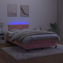 vidaXL rózsaszín bársony rugós és LED-es ágy matraccal 120x200 cm