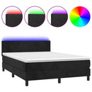 vidaXL fekete bársony rugós és LED-es ágy matraccal 140x190 cm
