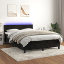 vidaXL fekete bársony rugós és LED-es ágy matraccal 140x190 cm