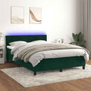 vidaXL sötétzöld bársony rugós és LED-es ágy matraccal 140x200 cm