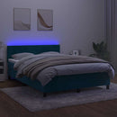 vidaXL sötétkék bársony rugós és LED-es ágy matraccal 140x200 cm