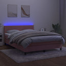 vidaXL rózsaszín bársony rugós és LED-es ágy matraccal 140x200 cm