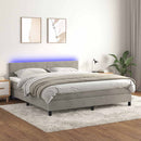 vidaXL világosszürke bársony rugós és LED-es ágy matraccal 160x200 cm