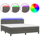 vidaXL sötétszürke bársony rugós és LED-es ágy matraccal 160x200 cm