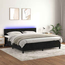 vidaXL fekete bársony rugós és LED-es ágy matraccal 160x200 cm