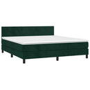 vidaXL sötétzöld bársony rugós és LED-es ágy matraccal 160x200 cm