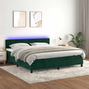 vidaXL sötétzöld bársony rugós és LED-es ágy matraccal 160x200 cm