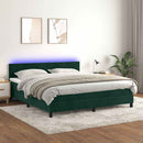 vidaXL sötétzöld bársony rugós és LED-es ágy matraccal 160x200 cm
