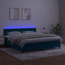 vidaXL sötétkék bársony rugós és LED-es ágy matraccal 160x200 cm