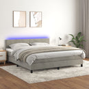 vidaXL világosszürke bársony rugós és LED-es ágy matraccal 180x200 cm