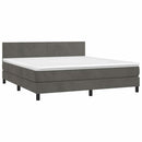 vidaXL sötétszürke bársony rugós és LED-es ágy matraccal 180x200 cm