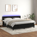 vidaXL fekete bársony rugós és LED-es ágy matraccal 180x200 cm