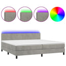 vidaXL világosszürke bársony rugós és LED-es ágy matraccal 200x200 cm