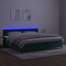 vidaXL sötétzöld bársony rugós és LED-es ágy matraccal 200x200 cm
