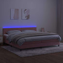vidaXL rózsaszín bársony rugós és LED-es ágy matraccal 200x200 cm