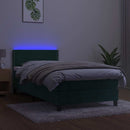vidaXL sötétzöld bársony rugós és LED-es ágy matraccal 80 x 200 cm