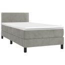vidaXL világosszürke bársony rugós és LED-es ágy matraccal 90x190 cm