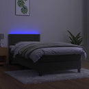 vidaXL sötétszürke bársony rugós és LED-es ágy matraccal 90x190 cm
