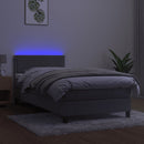 vidaXL világosszürke bársony rugós és LED-es ágy matraccal 90x200 cm