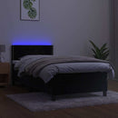 vidaXL fekete bársony rugós és LED-es ágy matraccal 100x200 cm
