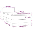 vidaXL fekete bársony rugós és LED-es ágy matraccal 100x200 cm