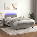 vidaXL világosszürke bársony rugós és LED-es ágy matraccal 120x200 cm