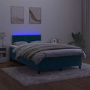 vidaXL sötétkék bársony rugós és LED-es ágy matraccal 120x200 cm