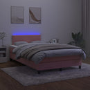 vidaXL rózsaszín bársony rugós és LED-es ágy matraccal 120x200 cm