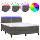 vidaXL sötétszürke bársony rugós és LED-es ágy matraccal 140x190 cm