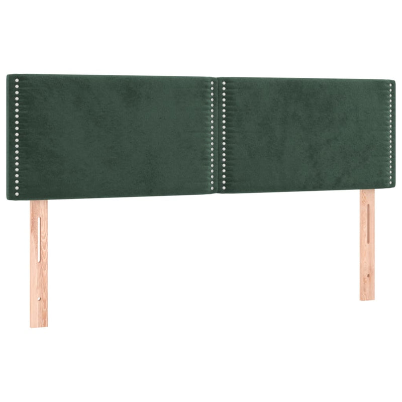 vidaXL sötétzöld bársony rugós és LED-es ágy matraccal 140x190 cm