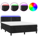 vidaXL fekete bársony rugós és LED-es ágy matraccal 140x200 cm
