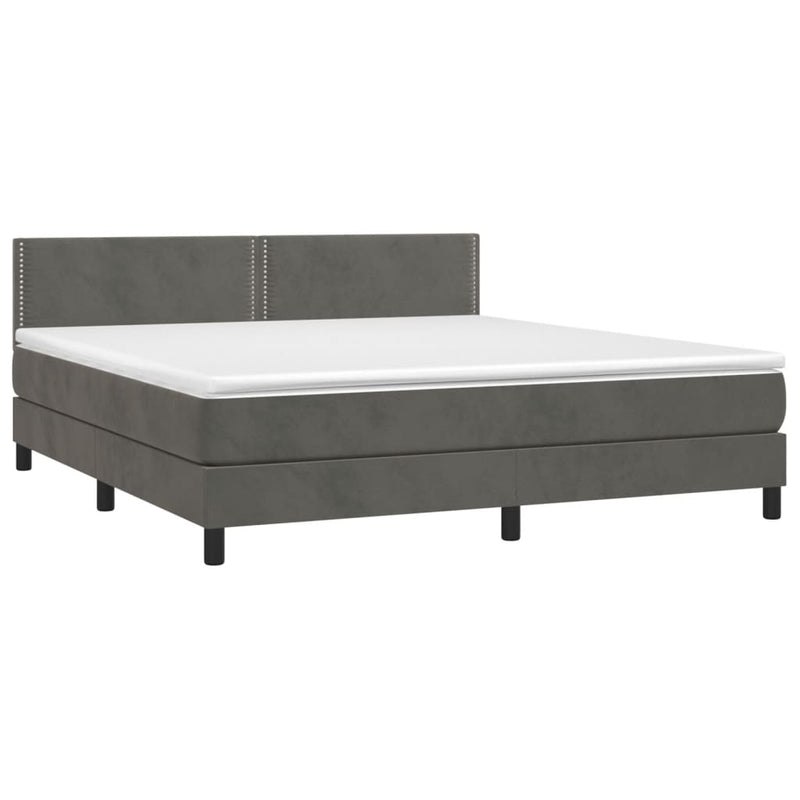 vidaXL sötétszürke bársony rugós és LED-es ágy matraccal 160x200 cm