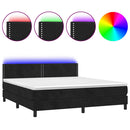 vidaXL fekete bársony rugós és LED-es ágy matraccal 160x200 cm