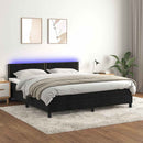 vidaXL fekete bársony rugós és LED-es ágy matraccal 160x200 cm
